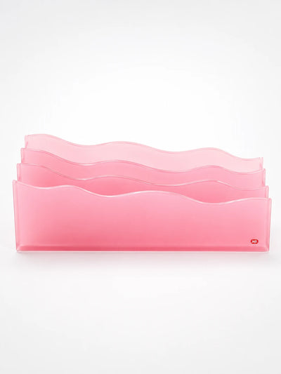 jelly pink wave acrylic desktop organizer with layered rippled translucent panels