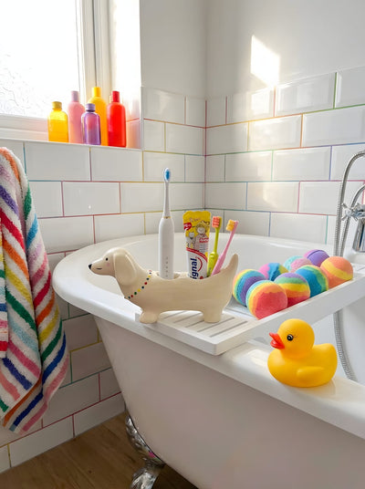 Dachshund Ceramic Toothbrush Holder – 2-4-Compartment Bathroom Organizer