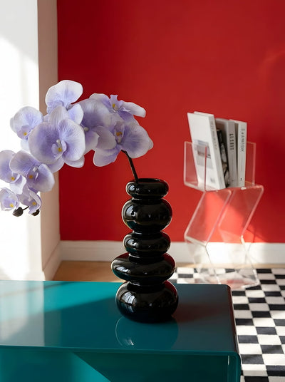 Rero Solid Color Glass Vase – Stacked Sculptural Silhouette