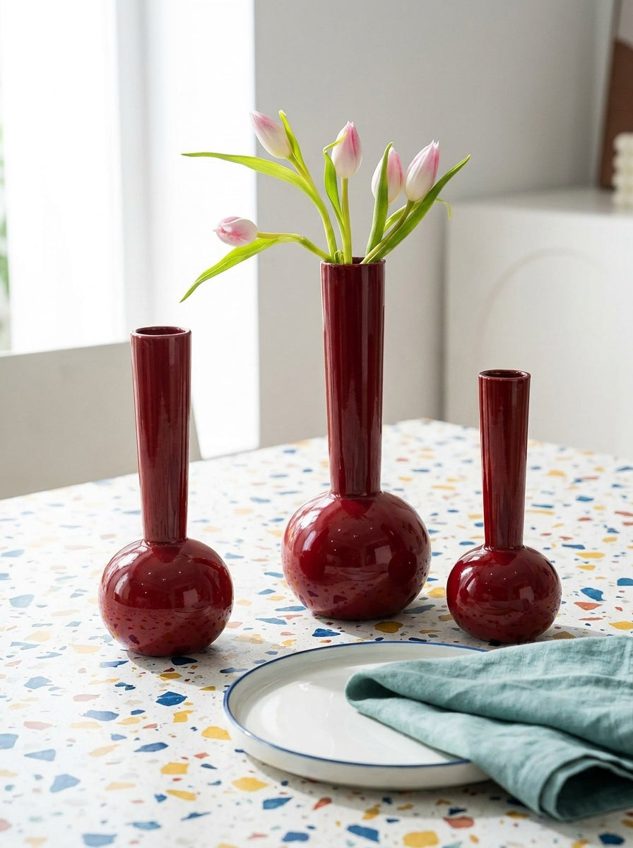 Sculptural Glass Hydroponic Vase – Modern Tall Centerpiece