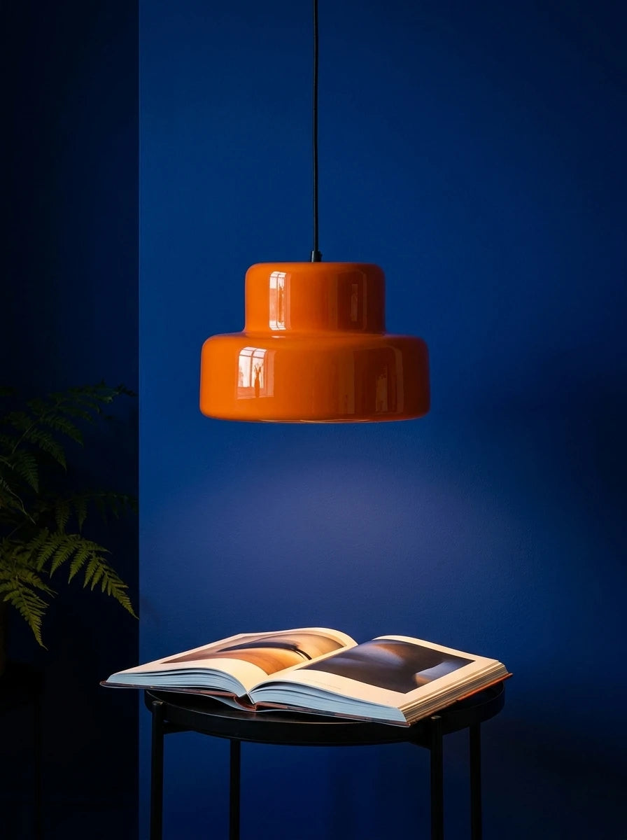 Concentric Orbit Wrought Iron Pendant Lamp | Orange Dopamine Decor Ceiling Light