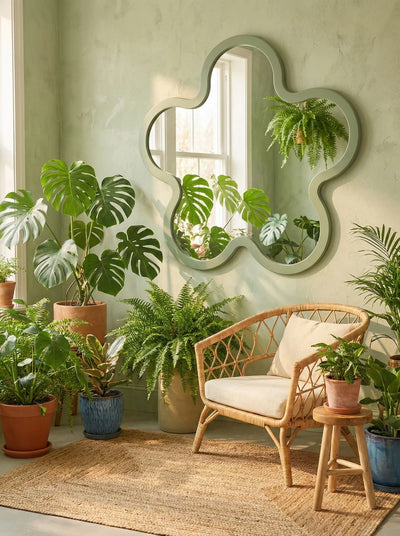 Bauhaus-Inspired Floral Wall Mirror: Sculptural Dopamine Decor Accent