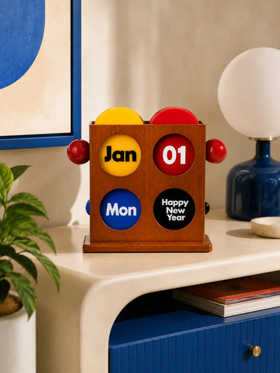 Retro Cherry Wood Perpetual Calendar
