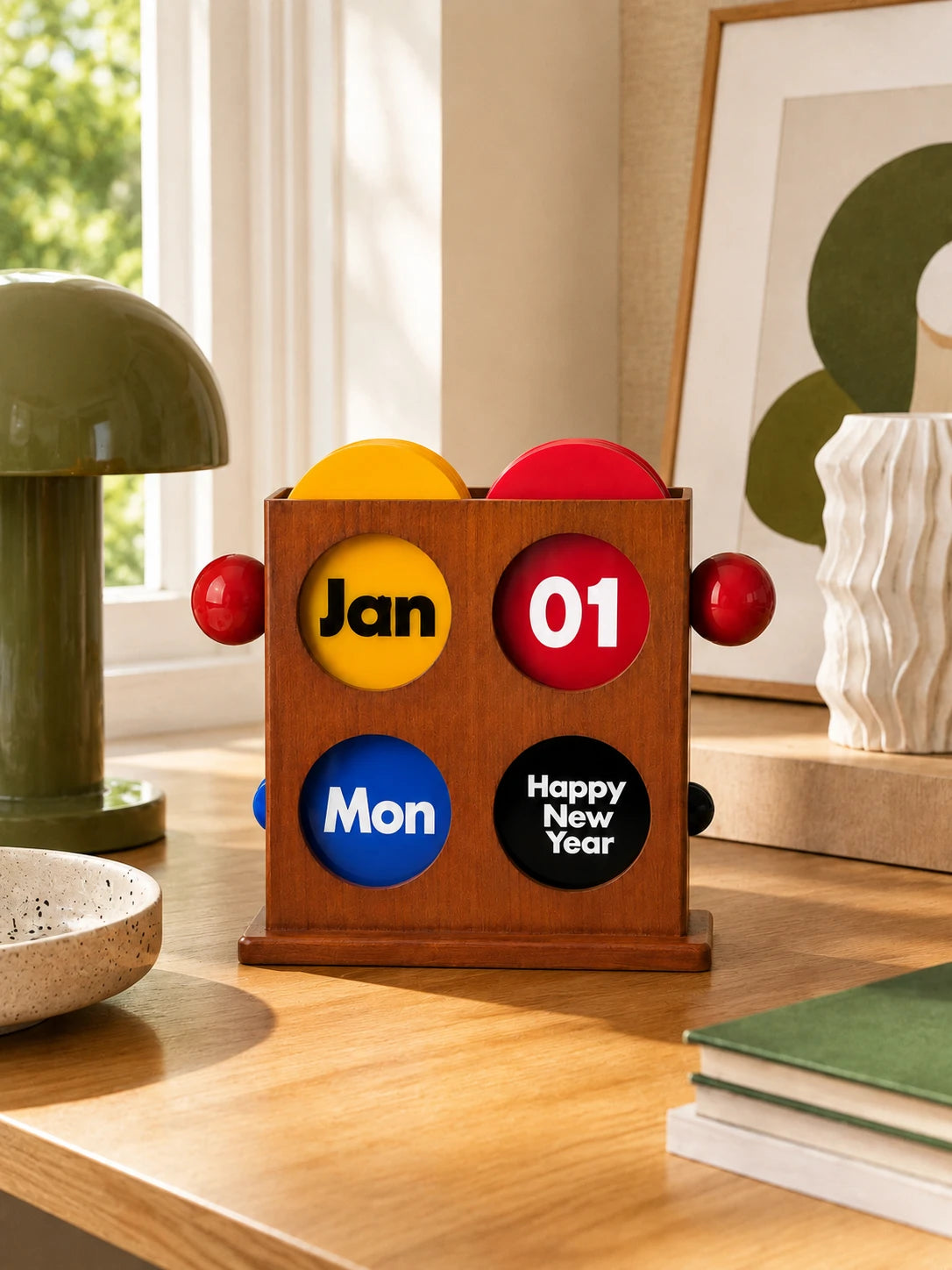 Retro Cherry Wood Perpetual Calendar