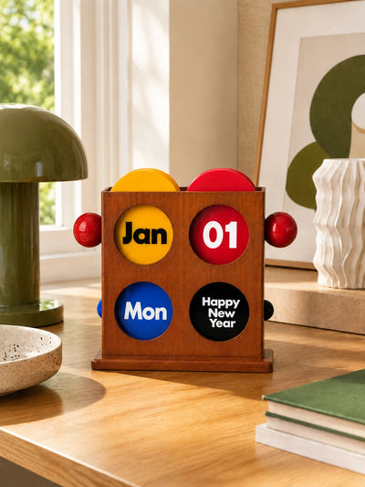 Retro Cherry Wood Perpetual Calendar