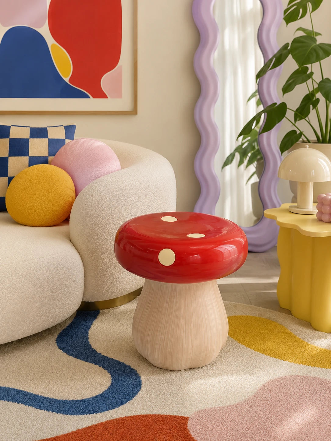 Red Toadstool Accent Stool