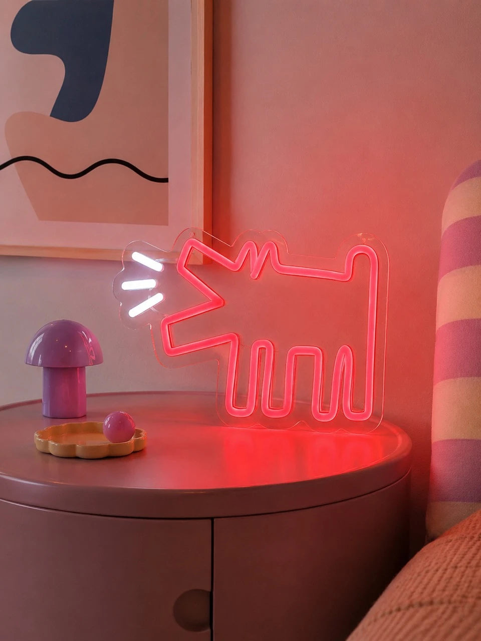 Barking Dog LED Neon Sign: Red Pop Art Wall Light