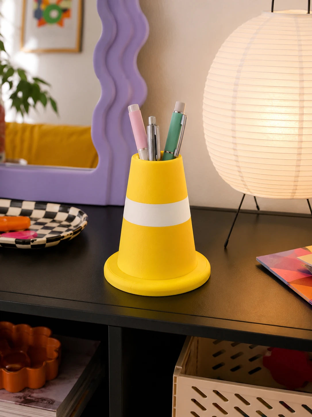 Traffic Barrier Pen Holder & Desk Organizer