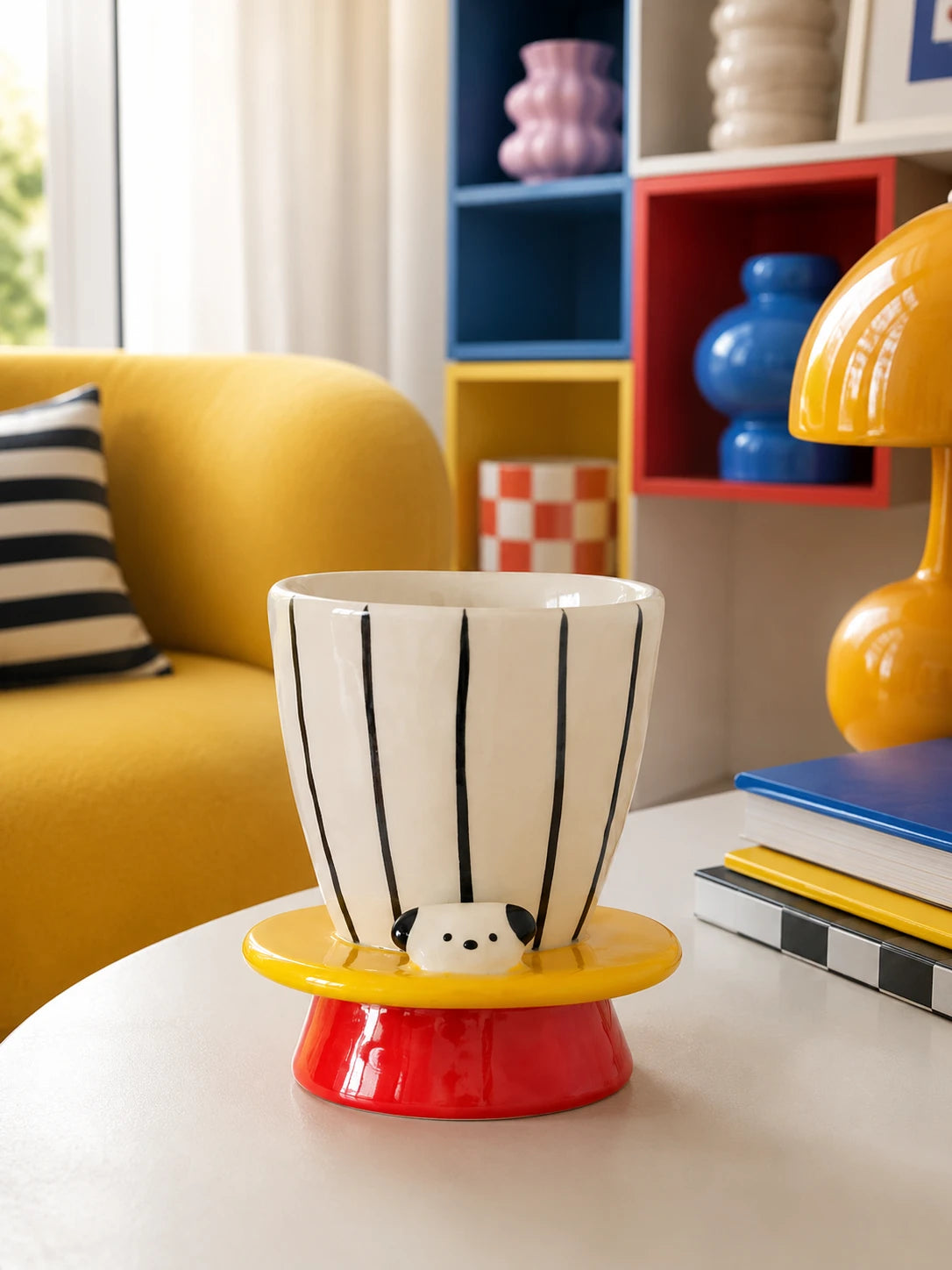 Peeking Puppy Ceramic Goblet