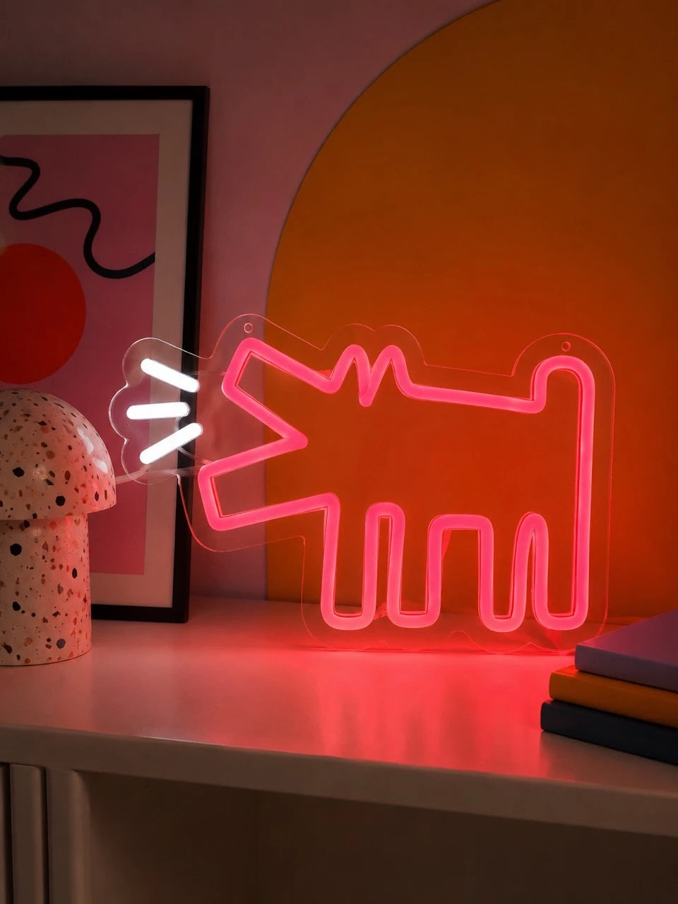 Barking Dog LED Neon Sign: Red Pop Art Wall Light
