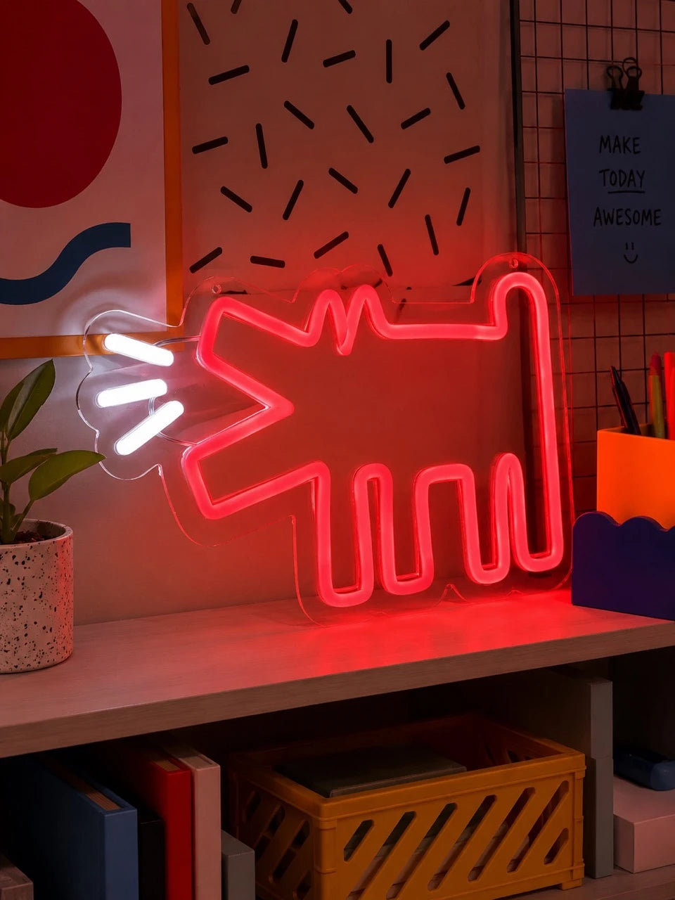 Barking Dog LED Neon Sign: Red Pop Art Wall Light