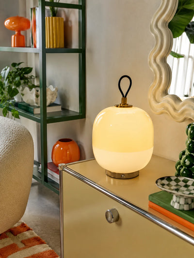 Bauhaus-Inspired Colored Glass Table Lamp for Dopamine Decor