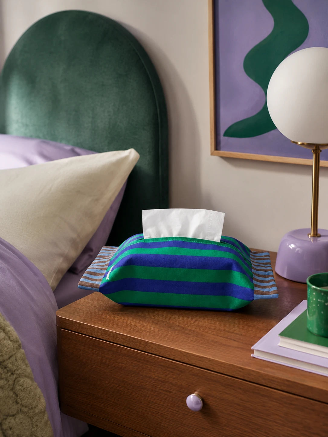 Memphis Geometric Tissue Box Cover: Dopamine Decor Accent
