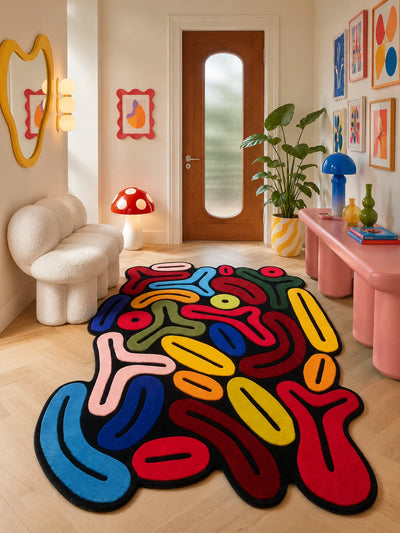 Abstract Freeform Area Rug: Sculptural Dopamine Decor