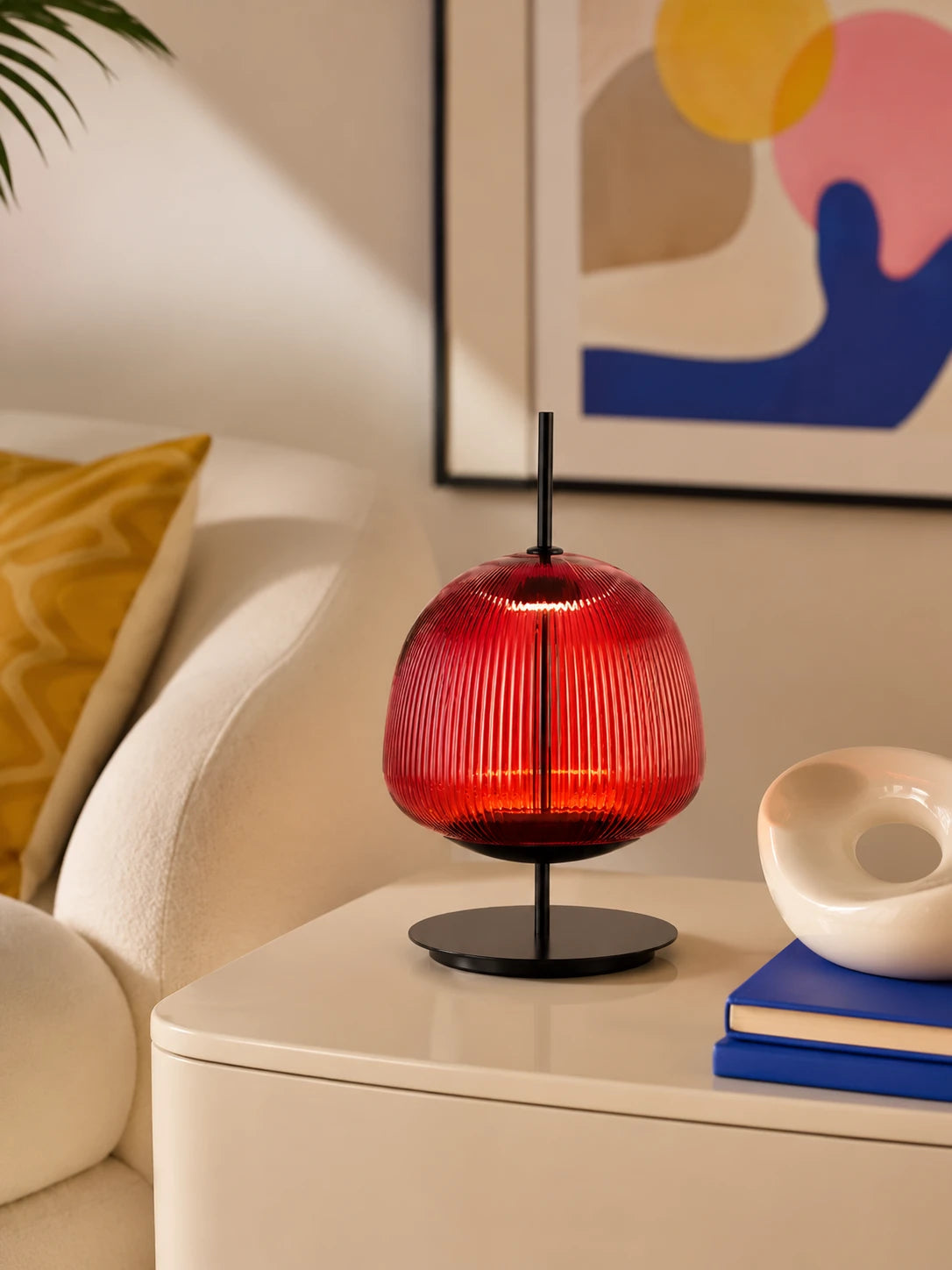 Nordic Ribbed Glass Table Lamp — Dopamine Decor Mood Lighting